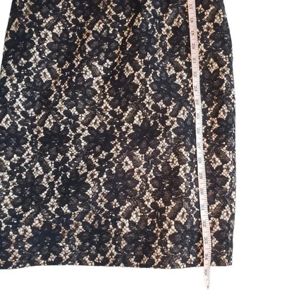 Talbots Cocktail Dress‎ Sexy Black Tan Gold Embroidered Midi Petite XS